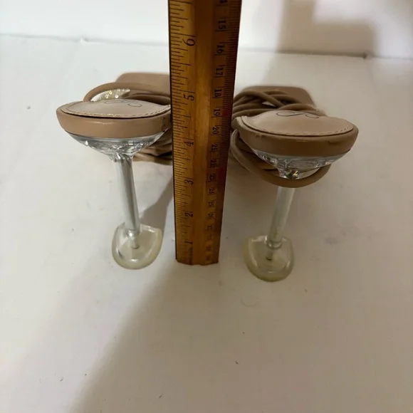 So Me Beige Strappy Heels with Rhinestones - Picture 6 of 7